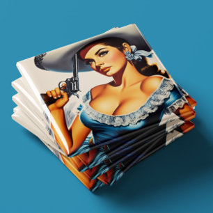 Imã Pin-up Retro do Velho Oeste