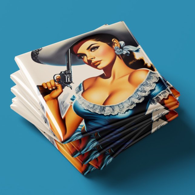 Imã Pin-up Retro do Velho Oeste (Criador carregado)