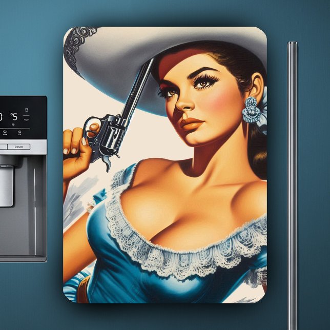 Ímã Pin-up Retro do Velho Oeste (Criador carregado)