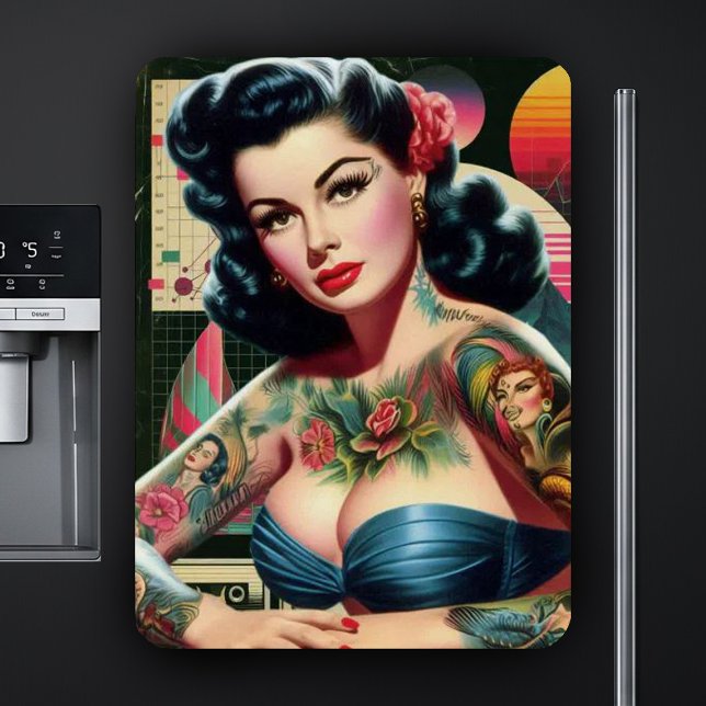 Ímã Pin-up Retrowave dos Anos 80 (Criador carregado)