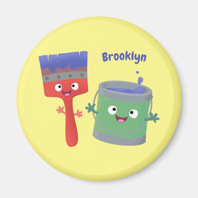 Imã Pincel de pintura e personagens de desenho animado (Frente)