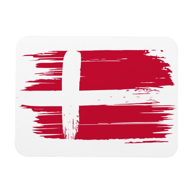 Ímã Pincelada da Bandeira da Dinamarca (Horizontal)