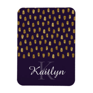 Ímã Pinceladas de Glitter Dourado em Roxo