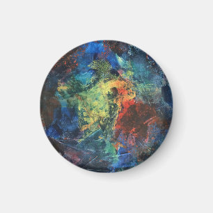 Imã Pinceladas em Camadas - Arte Abstrata Pintada à Mã