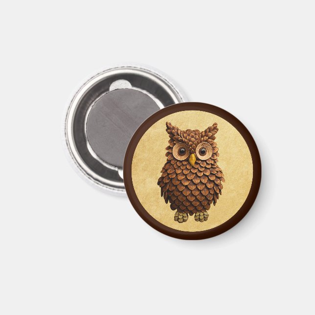 Imã Pine Cone Owl (Front/Back)
