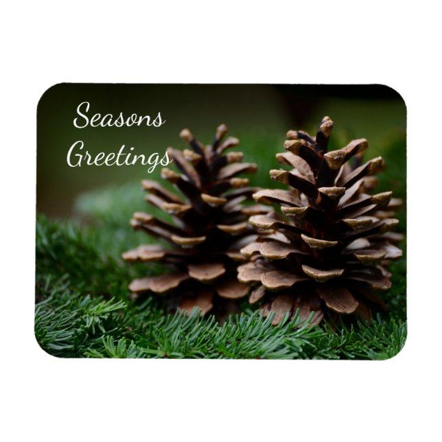 Ímã Pine Cone Seasons Saudações (Horizontal)