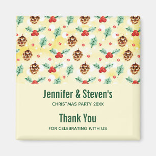 Imã Pine Cones e Holly Natal Patterno