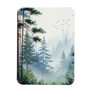 Ímã Pine Forest Watercolor