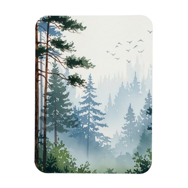 Ímã Pine Forest Watercolor (Vertical)