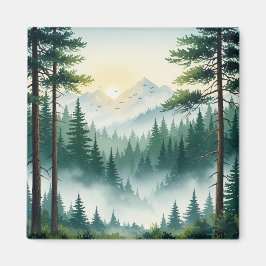 Imã Pine Forest Watercolor