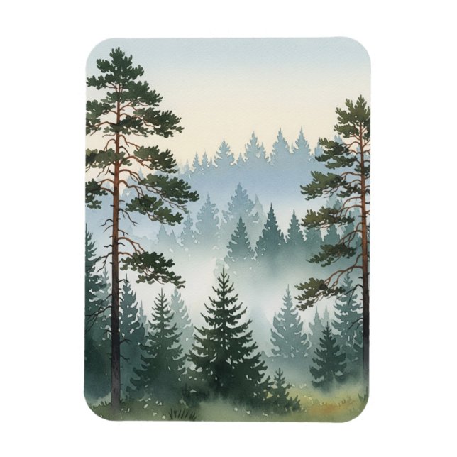 Ímã Pine Forest Watercolor (Vertical)
