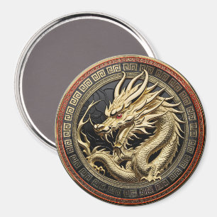 Imã Pingente de Dragão Oriental Sagrado Dourado