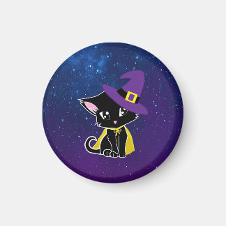 Imã Pingente de Gato Preto Fofo Feiticeiro Sob as Estr