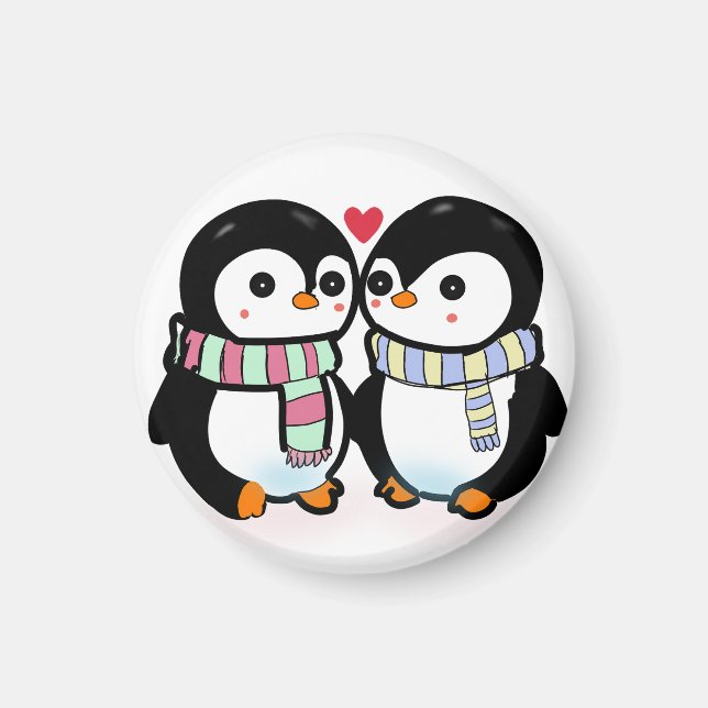 Imã Pinguim Amor de Inverno Personalizado (Frente)