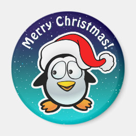 Imã Pinguim Bonito Com Cartoon De Chapéu De Natal