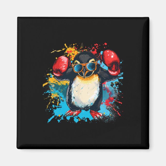 Imã Pinguim Boxeando Com Luvas de Boxe Kickboxing Engr (Frente)