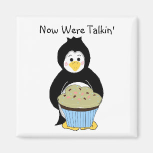 Imã Pinguim com Cupcake