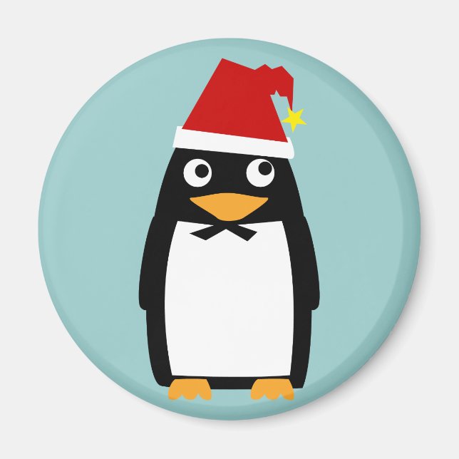 Imã Pinguim com Santa Hat (Frente)