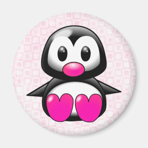 Imã Pinguim cor-de-rosa bonito