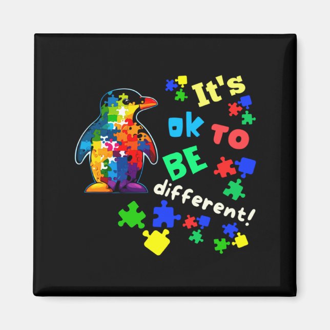 Imã Pinguim de Aceitação da Conscientização do Autismo (Frente)