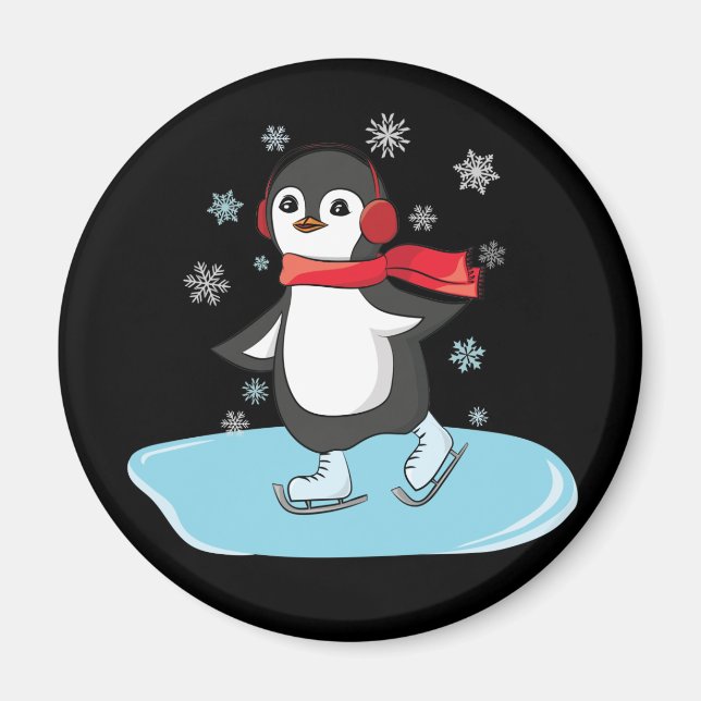 Imã Pinguim De Ice Skating (Frente)