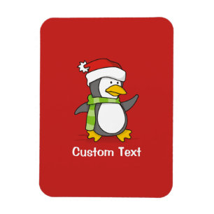 Ímã Pinguim de Natal andando na neve