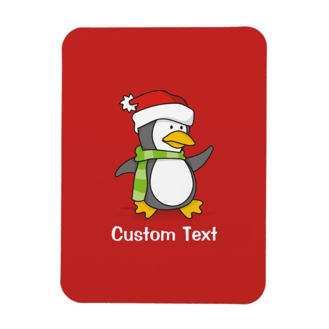 Ímã Pinguim de Natal andando na neve (Vertical)