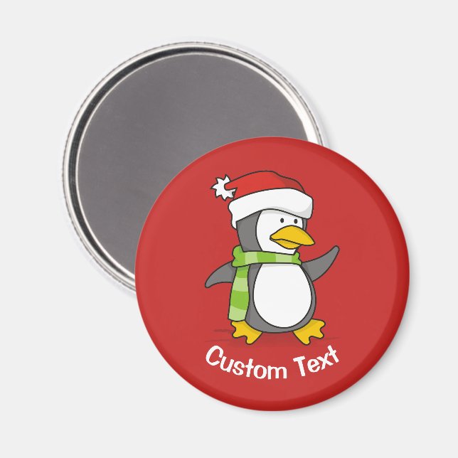 Imã Pinguim de Natal andando na neve (Front/Back)