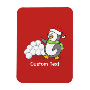 Ímã Pinguim de Natal com bolas de neve balançando