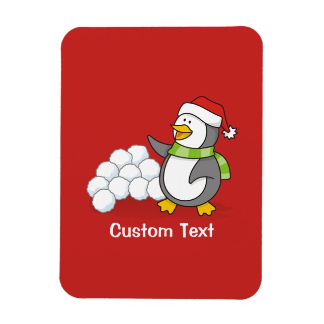 Ímã Pinguim de Natal com bolas de neve balançando (Vertical)