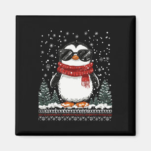 Imã Pinguim De Natal Engraçado Com Sungles Ugly Christ