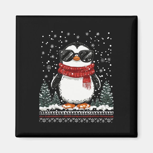 Imã Pinguim De Natal Engraçado Com Sungles Ugly Christ (Frente)