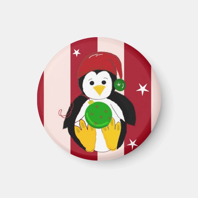 Imã Pinguim de Natal para Bebê (Frente)