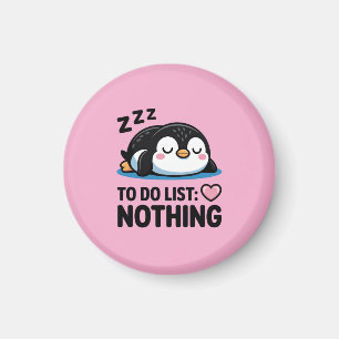 Imã pinguim dormindo fofo, lista de tarefas nada