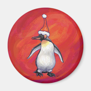 Imã Pinguim em Santa Chapéu em Vermelho
