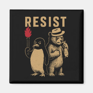 Imã Pinguim Engraçado Resiste Pinguins em Protesto Con