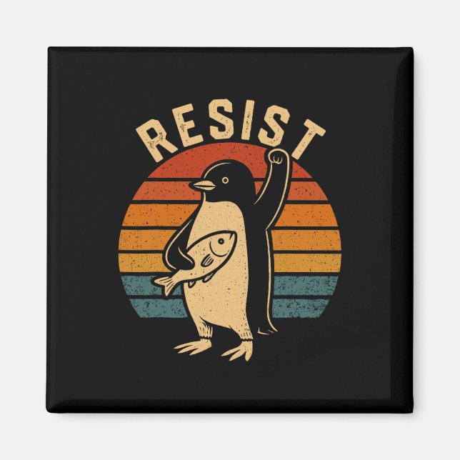 Imã Pinguim Engraçado Resiste Pinguins em Protesto Con (Frente)