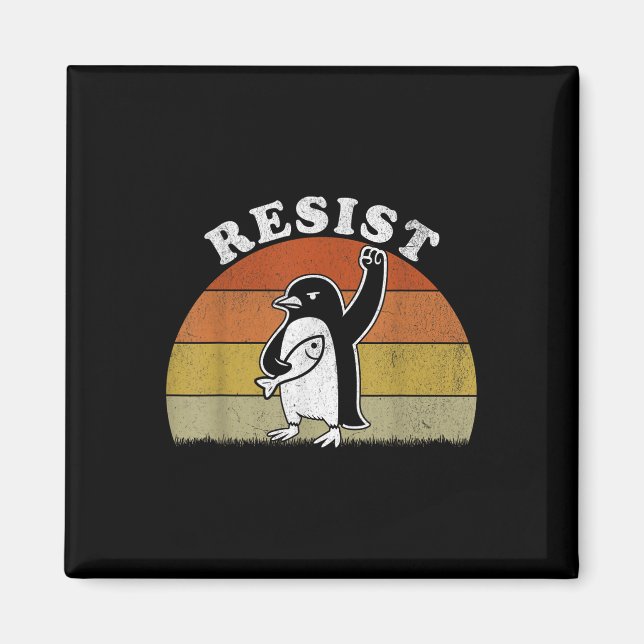 Imã Pinguim Engraçado Resiste Pinguins em Protesto Con (Frente)