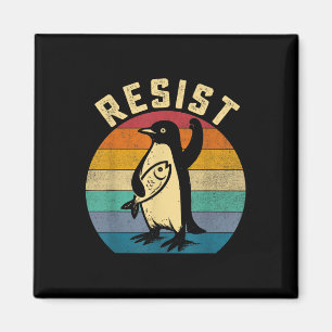 Imã Pinguim Engraçado Resiste Pinguins em Protesto Con