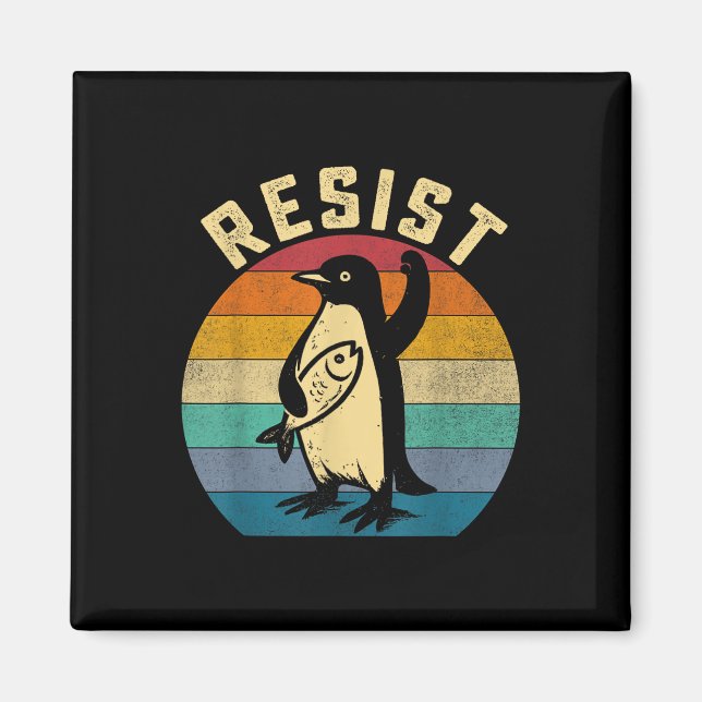 Imã Pinguim Engraçado Resiste Pinguins em Protesto Con (Frente)