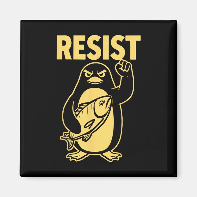 Imã Pinguim Engraçado Resiste Pinguins em Protesto Con (Frente)