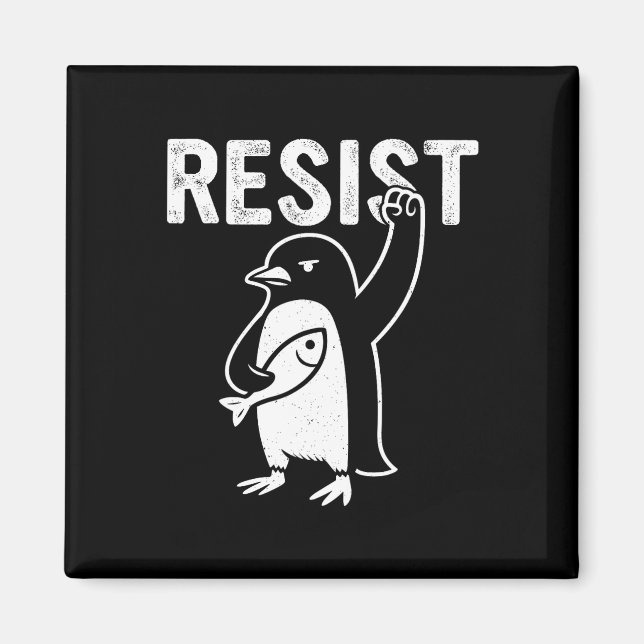 Imã Pinguim Engraçado Resiste Pinguins em Protesto Con (Frente)