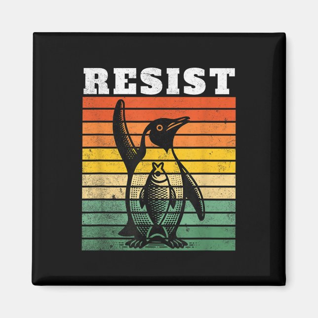 Imã Pinguim Engraçado Resiste Pinguins em Protesto Con (Frente)