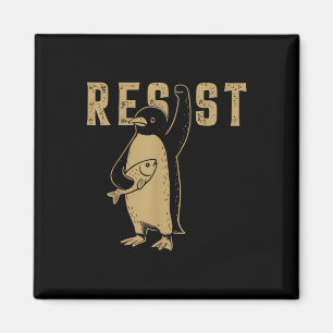 Imã Pinguim Engraçado Resiste Pinguins em Protesto Con