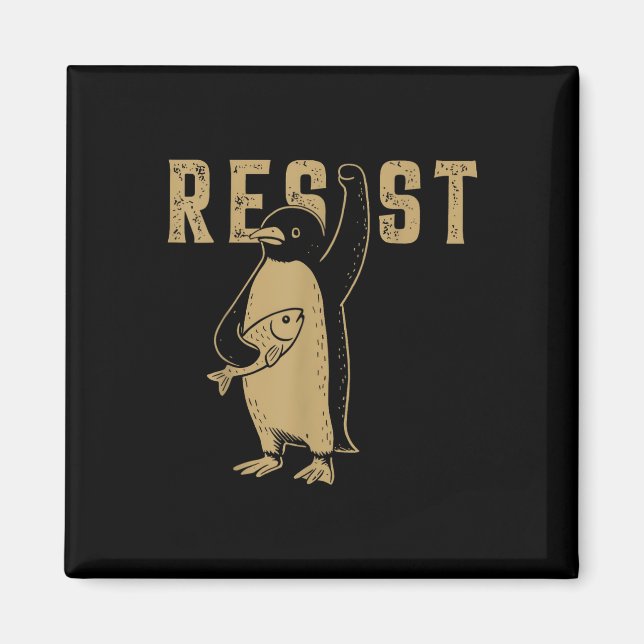 Imã Pinguim Engraçado Resiste Pinguins em Protesto Con (Frente)
