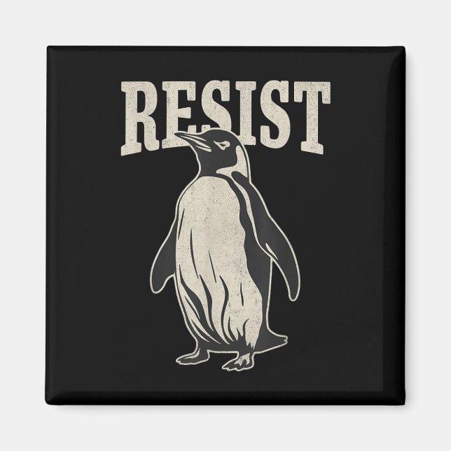 Imã Pinguim Engraçado Resiste Pinguins em Protesto Con (Frente)