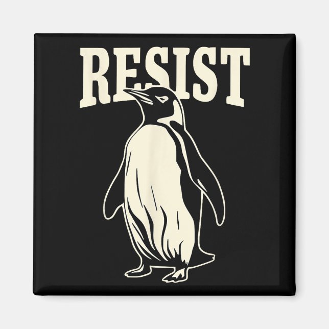 Imã Pinguim Engraçado Resiste Pinguins em Protesto Con (Frente)