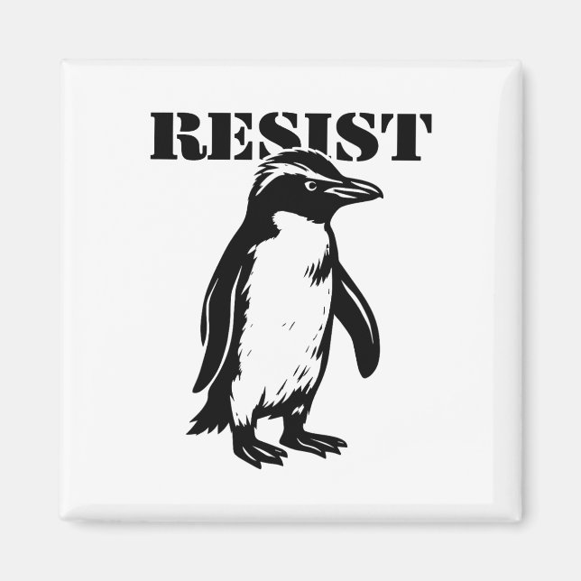 Imã Pinguim engraçado resiste protesto contra tarifas (Frente)