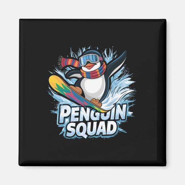Imã Pinguim Esportes De Inverno Snowboard E Ski A (Frente)