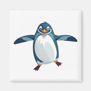 Imã Pinguim Feliz Brincadeira Saltando No Oceano Aéreo
